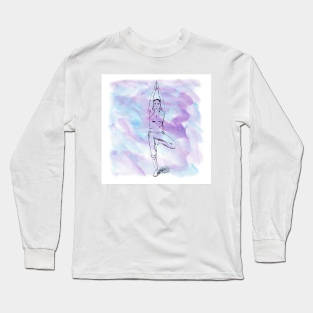 Yoga Pose Image Long Sleeve T-Shirt by rachelsfinelines